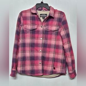 Womens Woolrich fleece/flannel coat pink and purple size small
